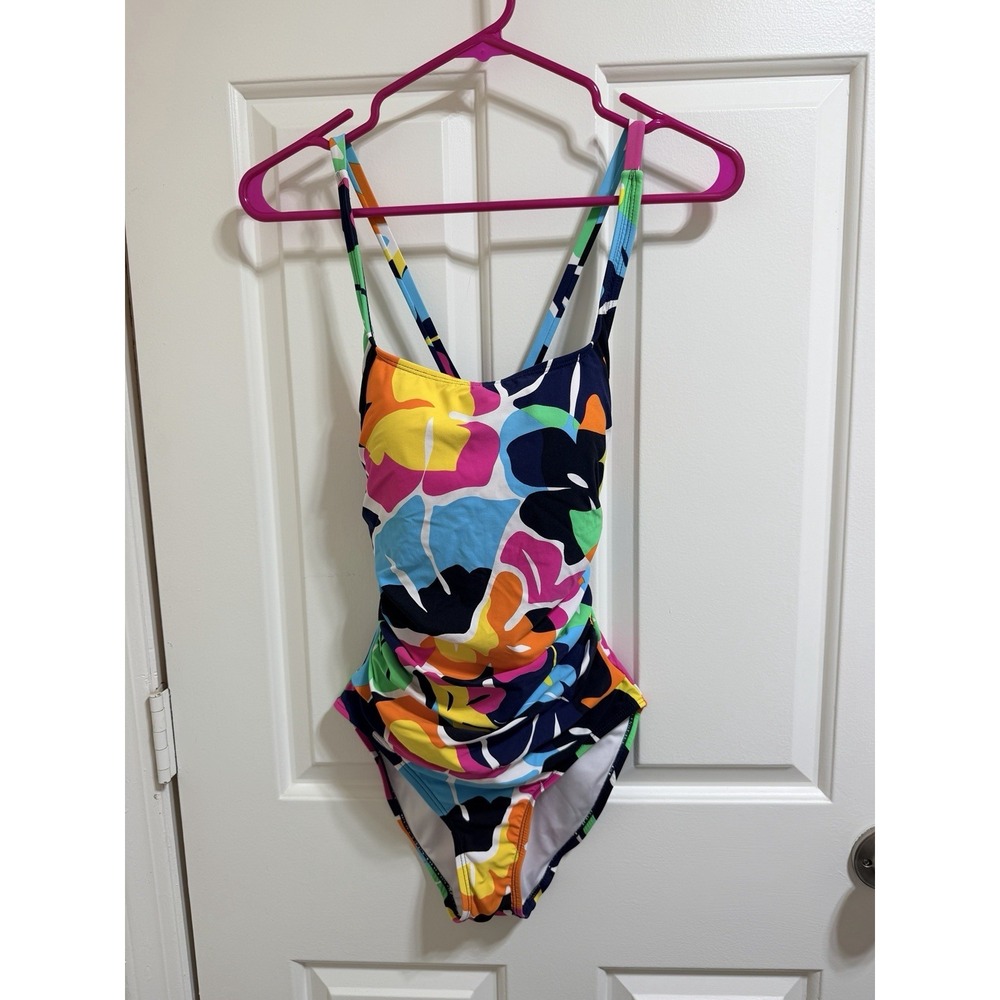 Nautica Multicolor‎ Abstract Print Slimming One-Piece Swimsuit Size Small